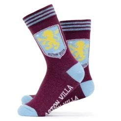 Aston Villa Officially Licensed Crest White Socks Size 7-11 Unisex