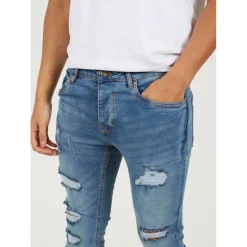 Blue Denim Skinny Jean with Rip Detail