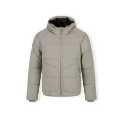 Boys quilted jacket hood zip pockets grey