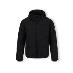 Boys quilted jacket with hood and zip pockets black