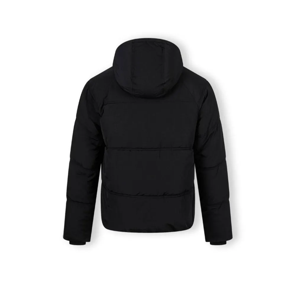 Boys quilted jacket with hood and zip pockets black