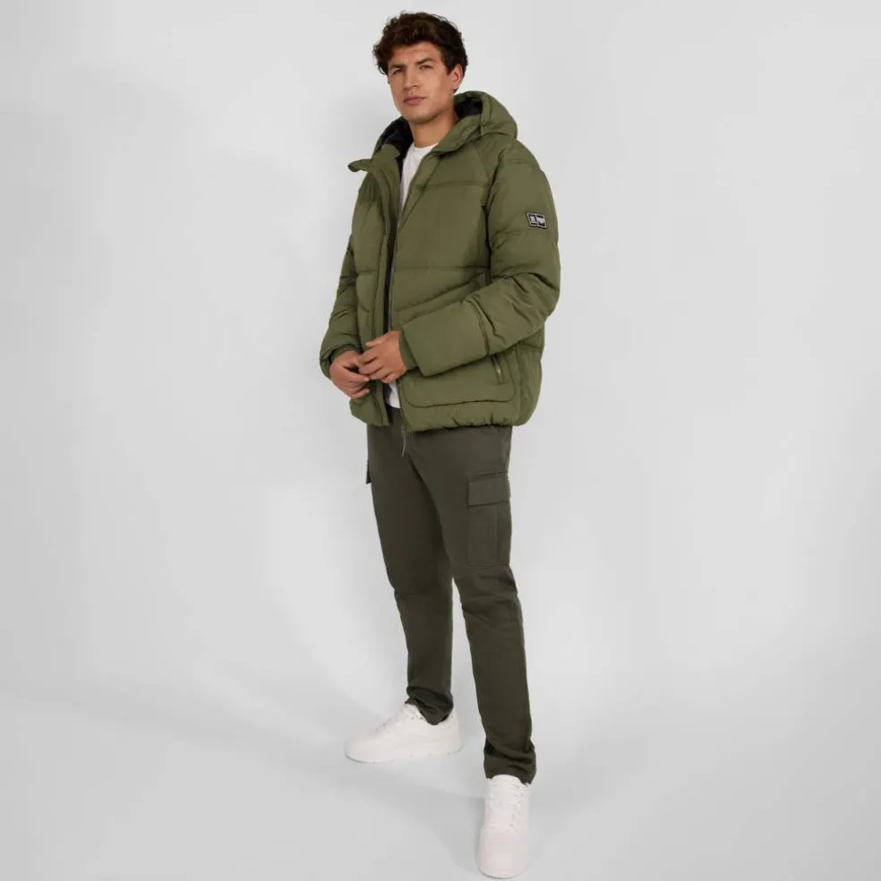 Boys quilted jacket with raglan sleeves khaki