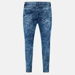 Dark Blue Wash Biker Jean with Panel Details