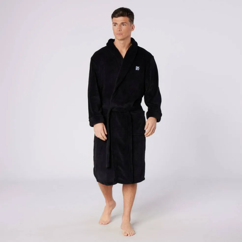 DKNY Mens Fleece Robe Trash Pandas