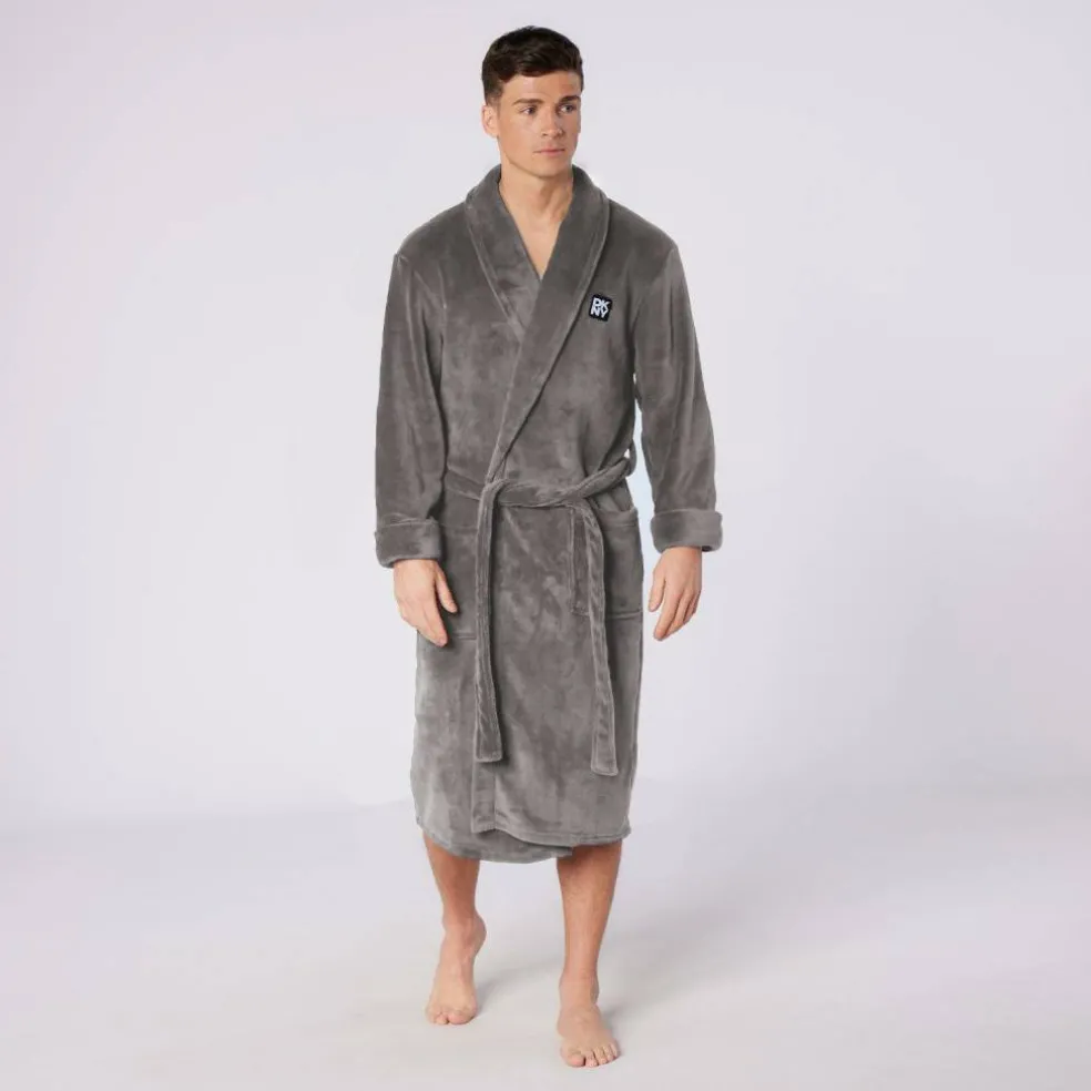 DKNY Mens Fleece Robe Trash Pandas