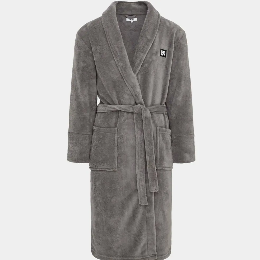 DKNY Mens Fleece Robe Trash Pandas