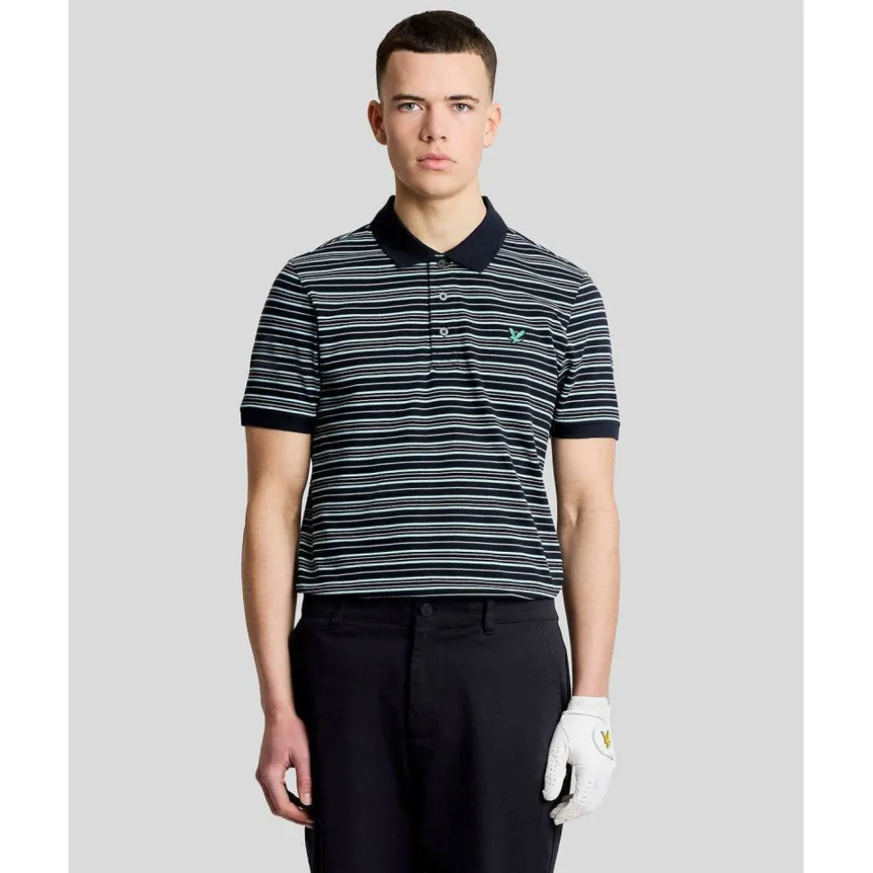 Lyle & Scott Golf Green Eagle Stripe Polo Shirt