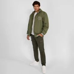 Men baseball style jacket detachable hood khaki