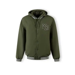 Men baseball style jacket detachable hood khaki