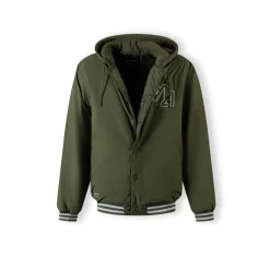 Men baseball style jacket detachable hood khaki