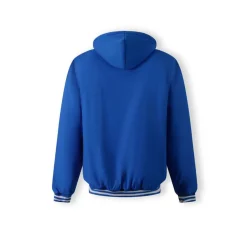 Men baseball style jacket detachable hood cobalt blue
