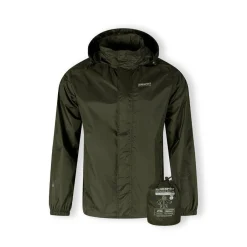 Men packaway waterproof jacket with hood khaki