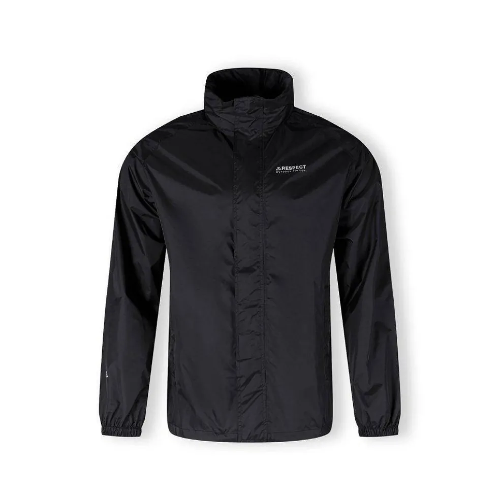 Men packaway waterproof jacket with zip front black XS 3XL