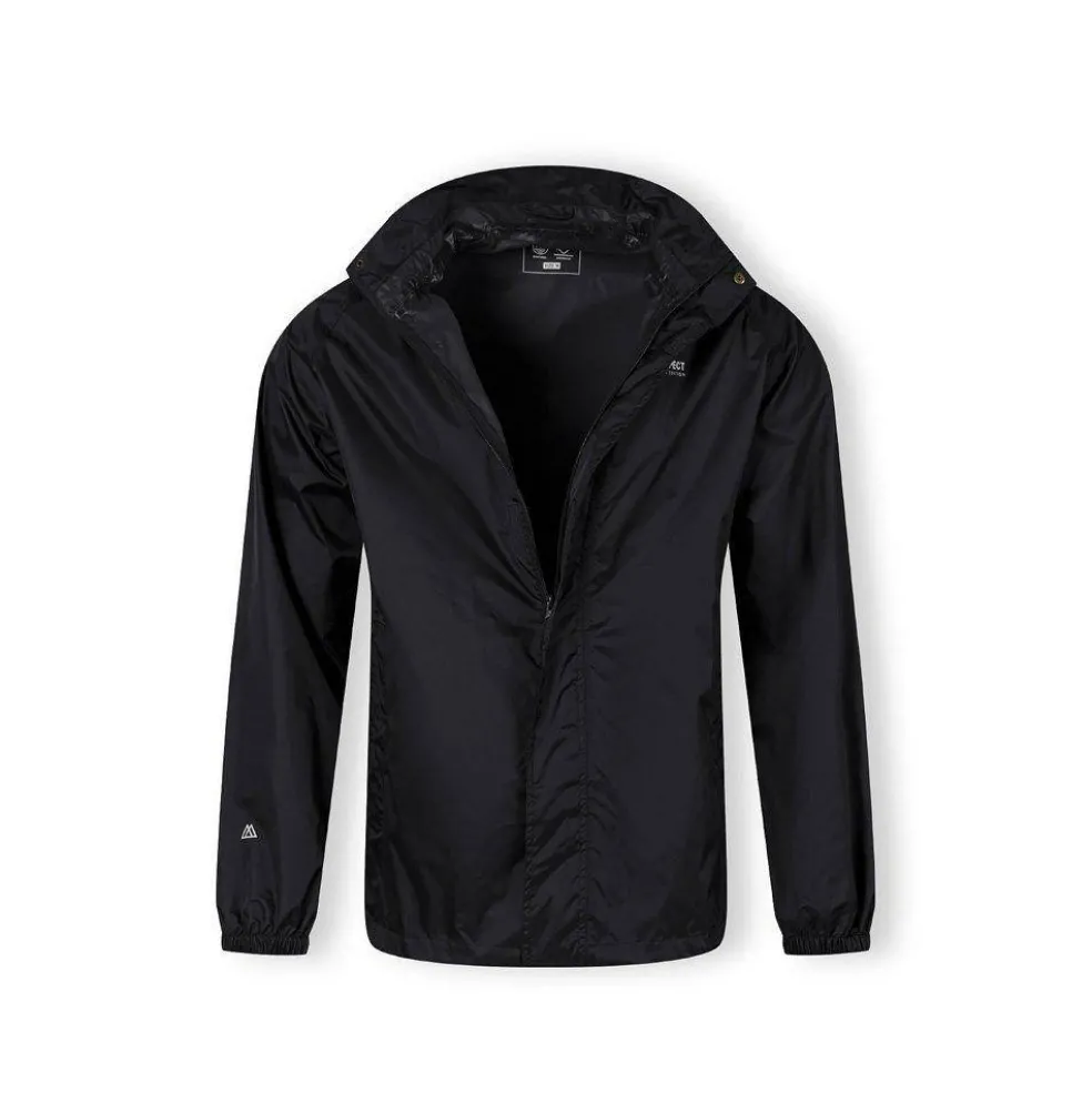 Men packaway waterproof jacket with zip front black XS 3XL