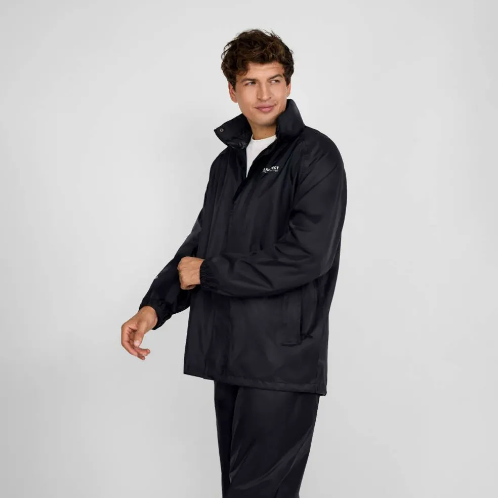 Men packaway waterproof jacket with zip front black XS 3XL