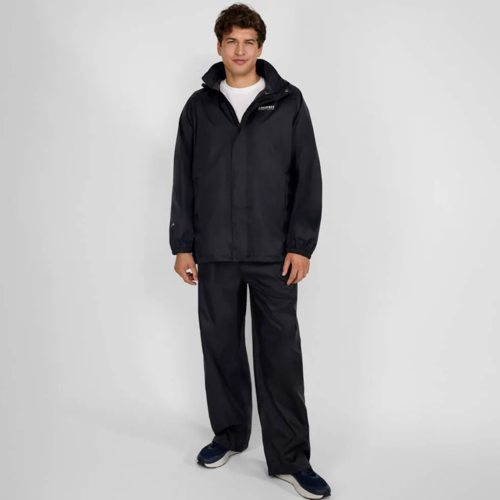 Men packaway waterproof jacket with zip front black XS 3XL
