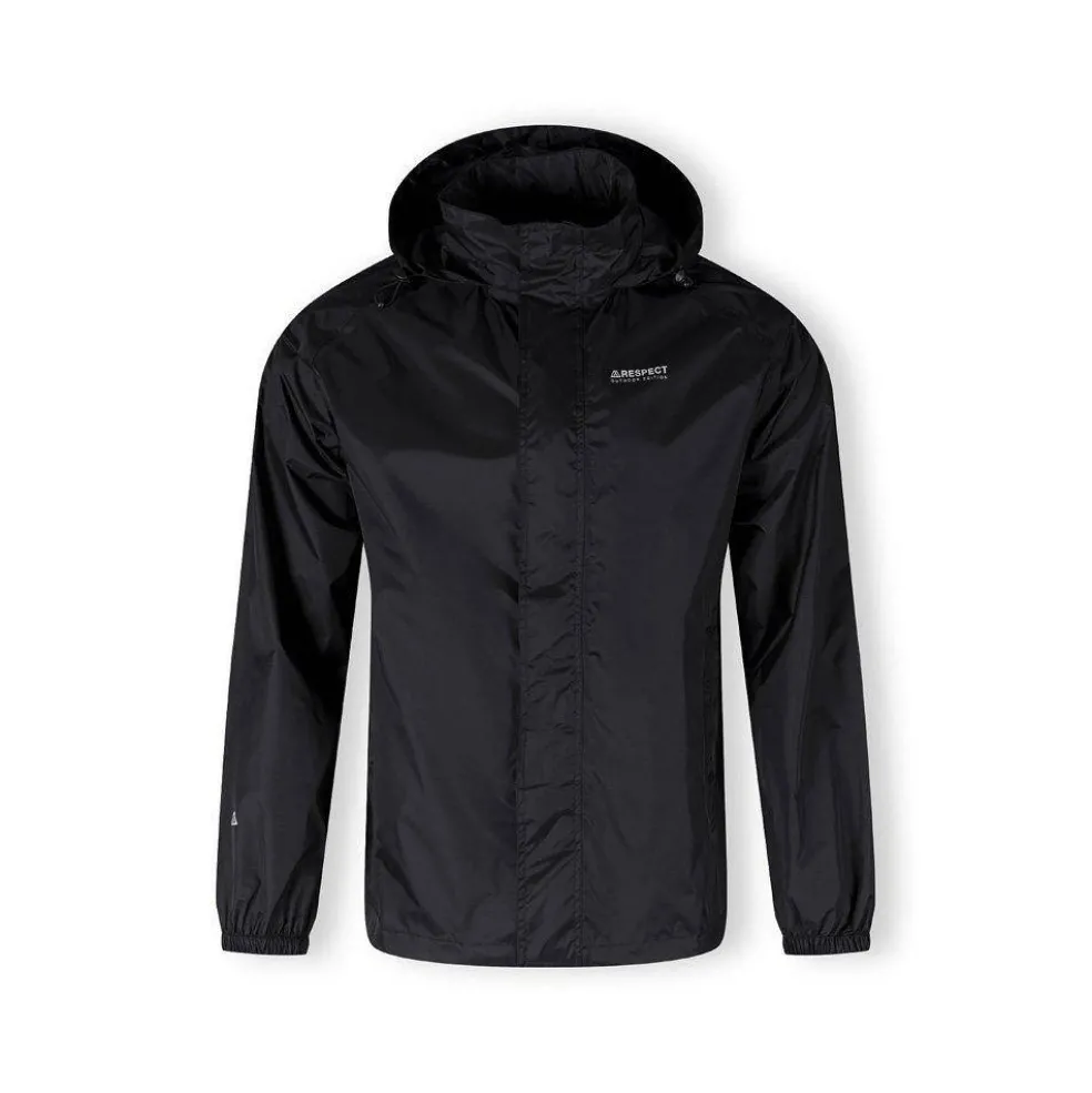 Men packaway waterproof jacket with zip front black XS 3XL