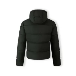 Men padded jacket with hood zip pockets khaki
