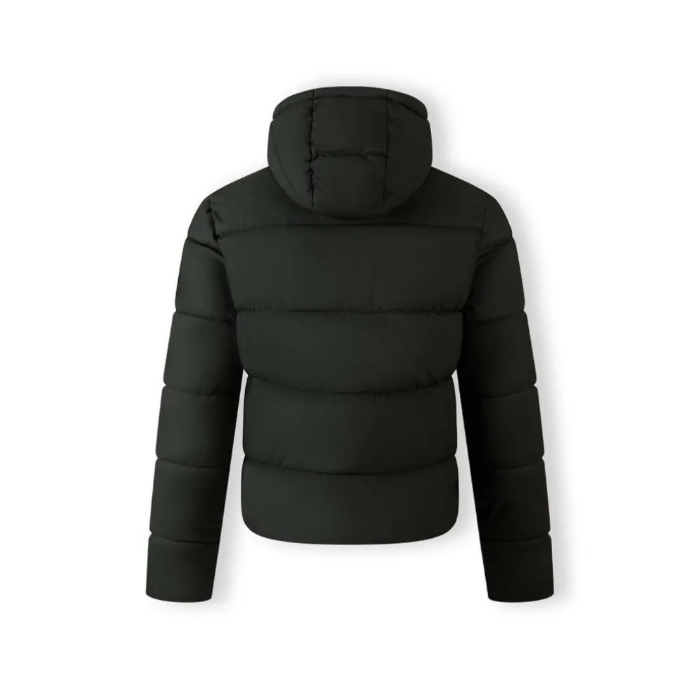 Men padded jacket with hood zip pockets khaki