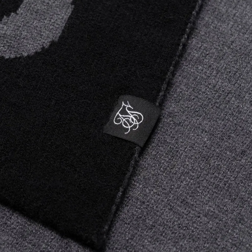 Men's Black Knitted Midweight Scarf
