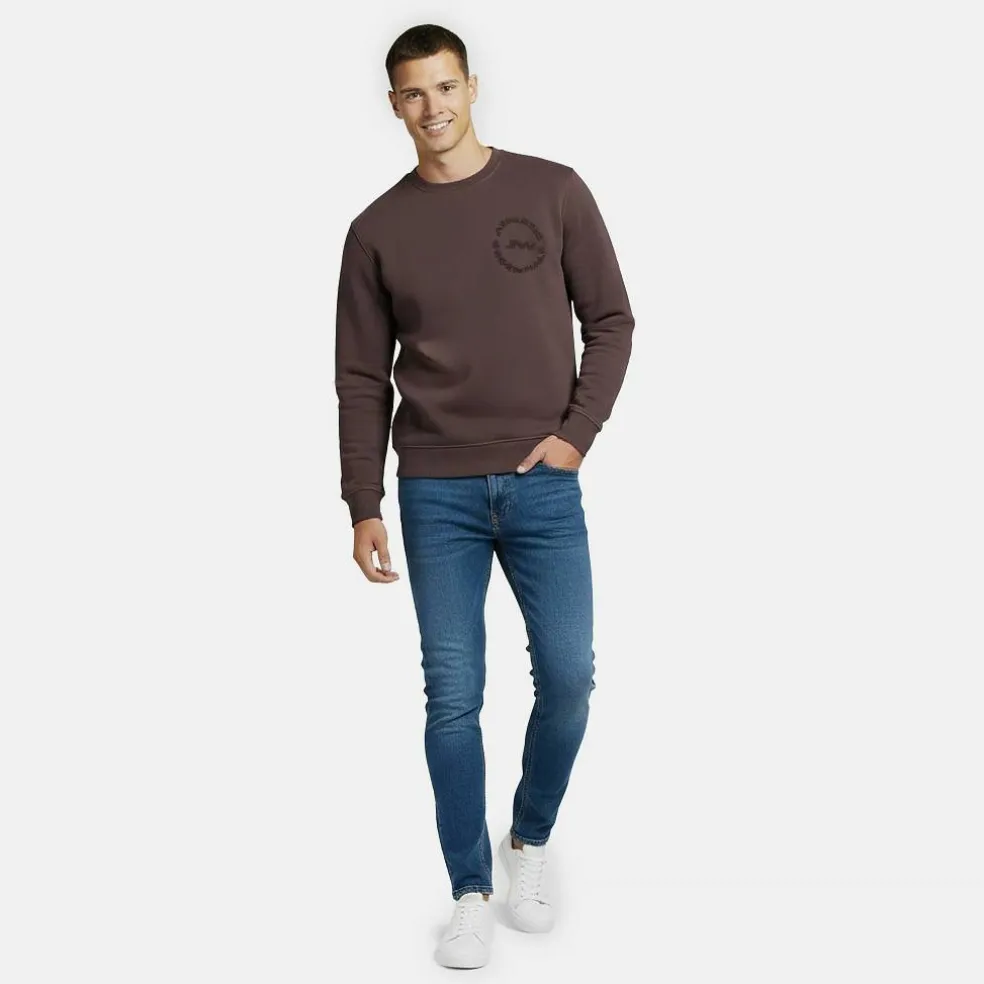 Men's Boucle Cotton Long Sleeve Oversized Fit Crew Sweatshirt