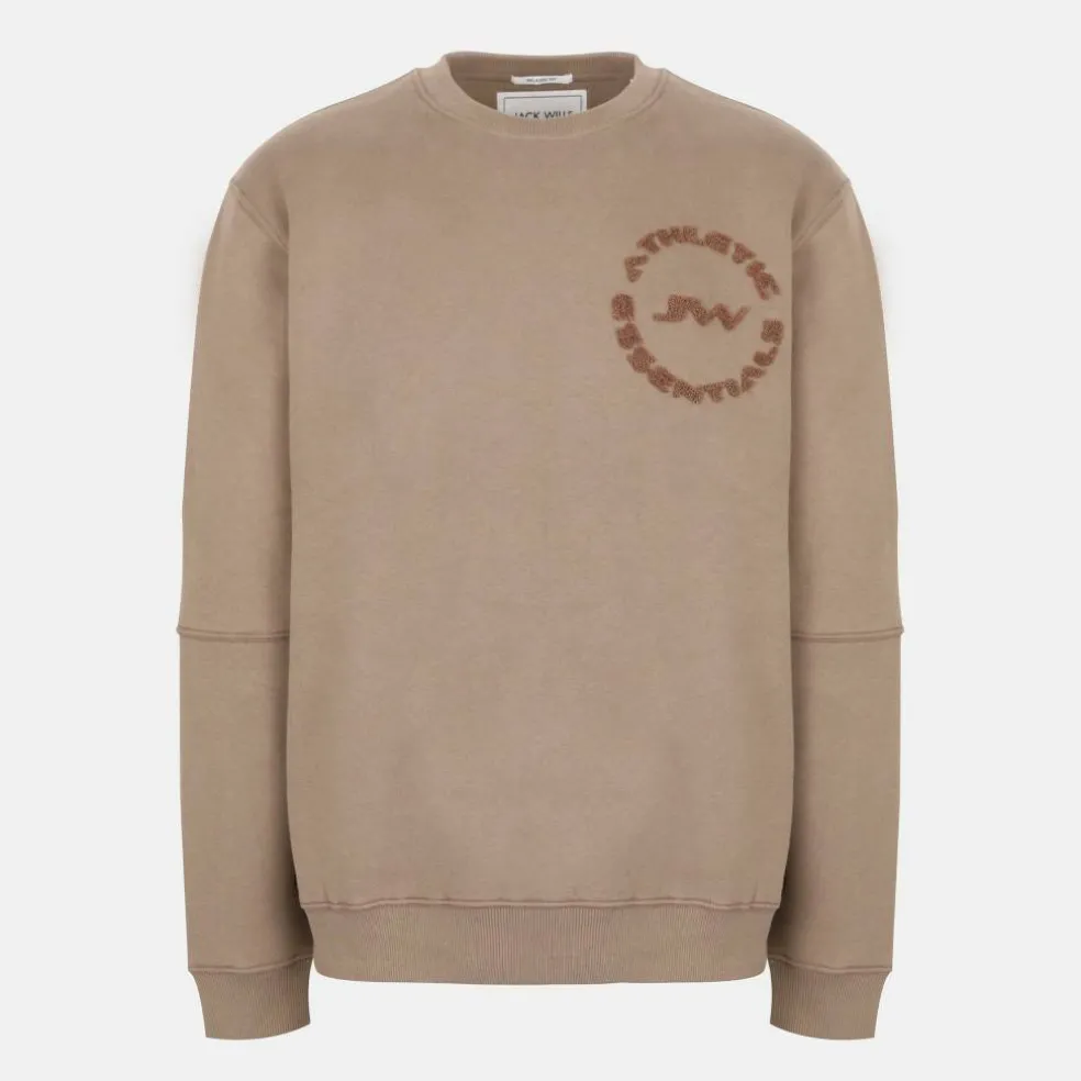 Men's Boucle Cotton Long Sleeve Oversized Fit Crew Sweatshirt