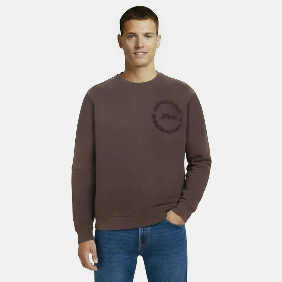 Men's Boucle Cotton Long Sleeve Oversized Fit Crew Sweatshirt
