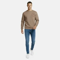 Men's Boucle Cotton Long Sleeve Oversized Fit Crew Sweatshirt