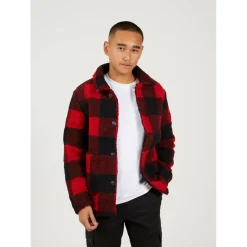 Men's Checked Borg Long Sleeve Coach Jacket