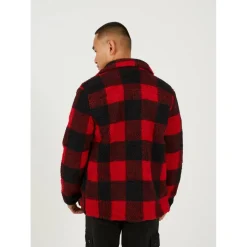 Men's Checked Borg Long Sleeve Coach Jacket
