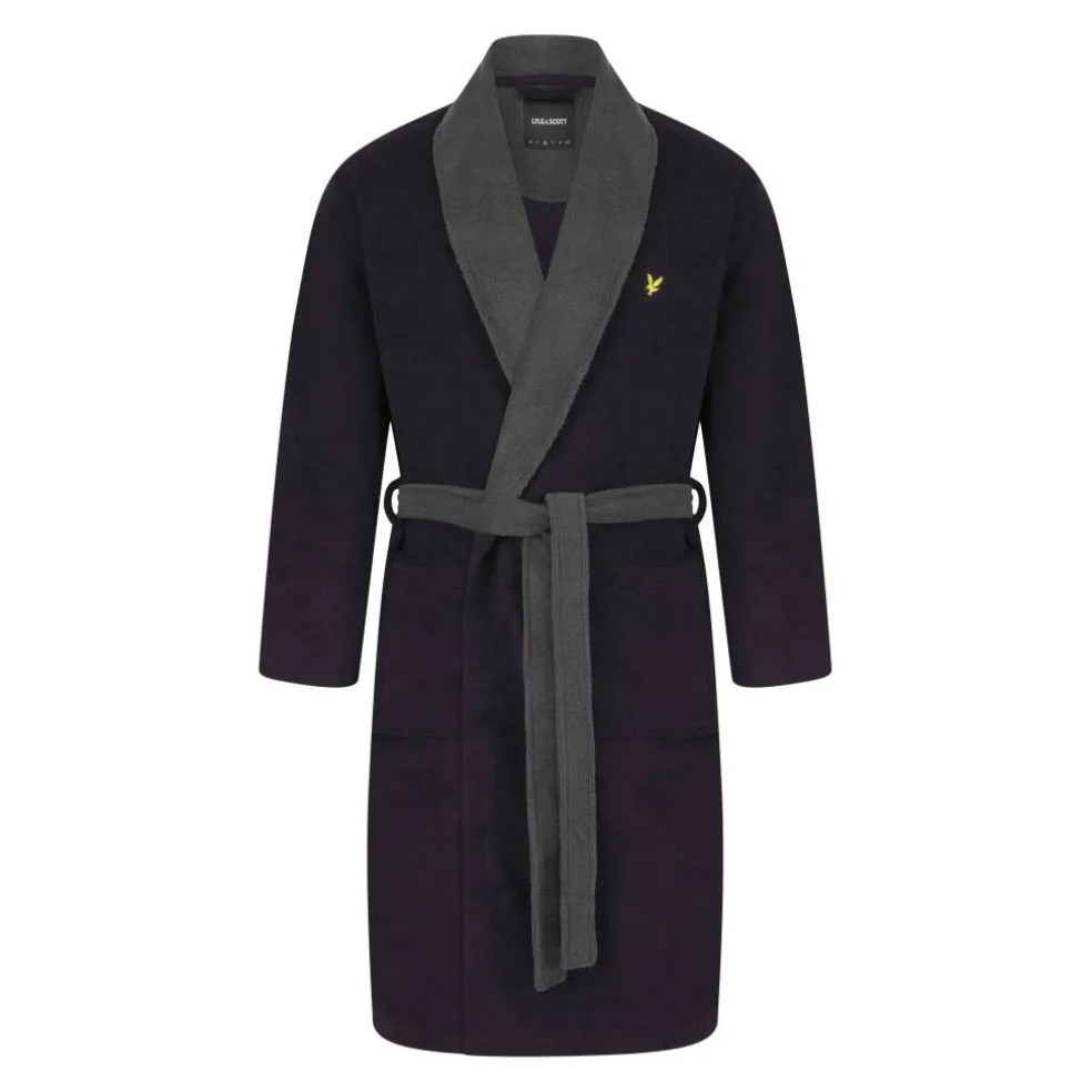 Men's Contrast Trim Absorbent Towel Dressing Gown