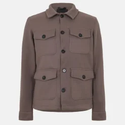 Men's Faux Wool Four Pocket Long Sleeve Overshirt