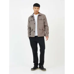 Men's Faux Wool Four Pocket Long Sleeve Overshirt