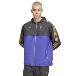 Men's Icons Manchester United Long Sleeve Hooded Licensed Rain Anorak