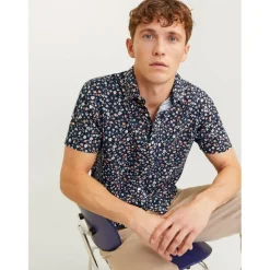 Men's JJ Floral Print Short-Sleeve Shirt