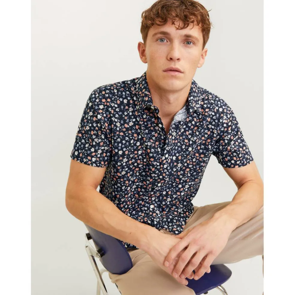 Men's JJ Floral Print Short-Sleeve Shirt
