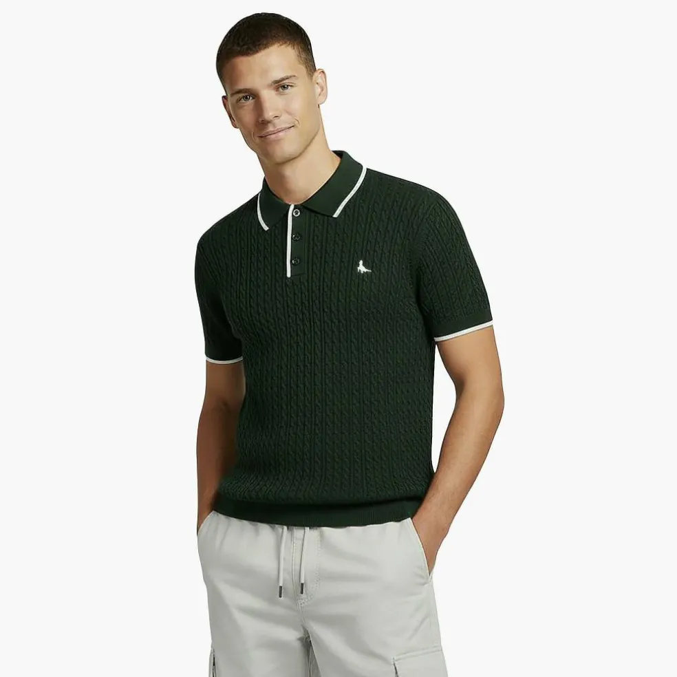 Men's JW Braid Knitted Short-Sleeve Polo Shirt
