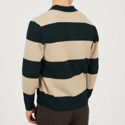 Mens Knitted V-Neck Striped Jumper