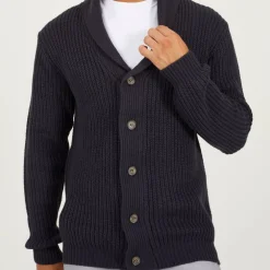 Mens Shawl Neck Cardigan with Tortoiseshell Effect Buttons