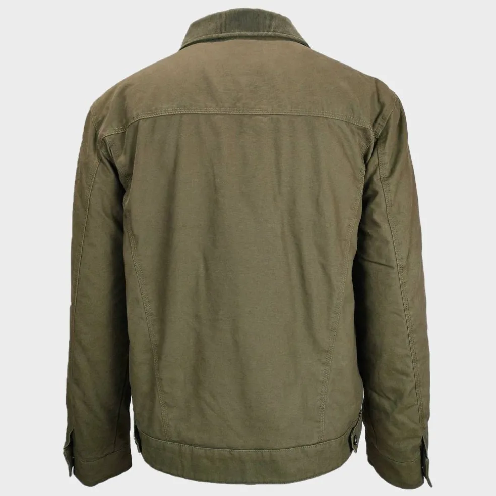 Men's Stone Canvas Wind Resistant Cotton Long Sleeve Varsity Jacket