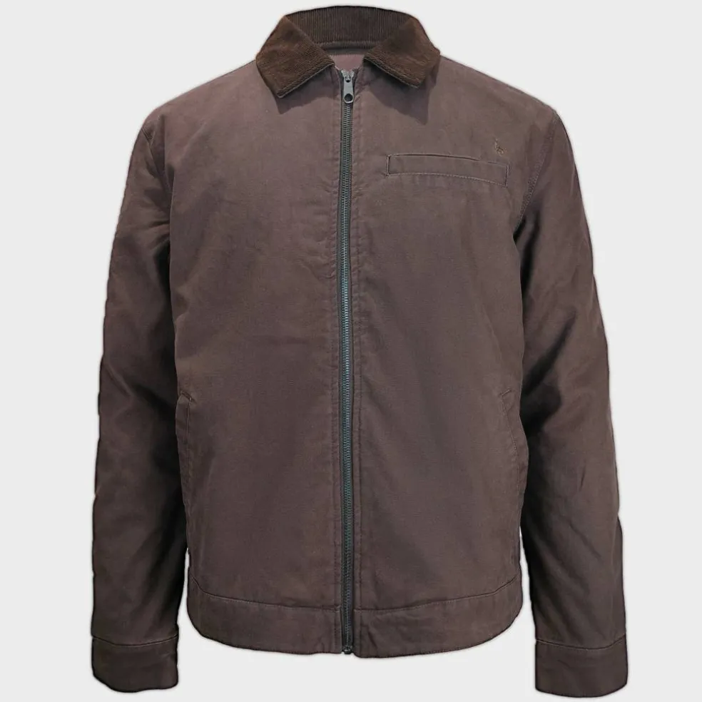 Men's Stone Canvas Wind Resistant Cotton Long Sleeve Varsity Jacket