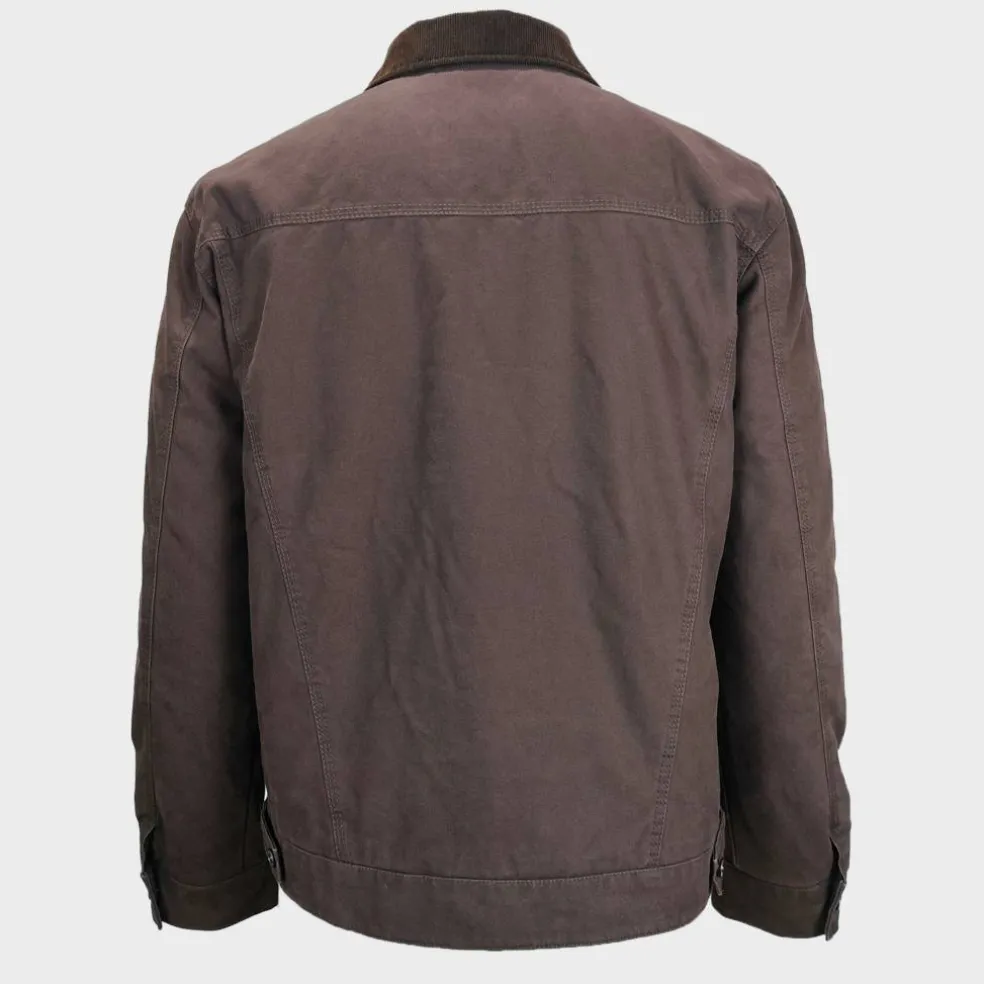 Men's Stone Canvas Wind Resistant Cotton Long Sleeve Varsity Jacket