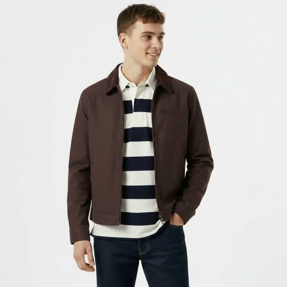 Men's Stone Canvas Wind Resistant Cotton Long Sleeve Varsity Jacket