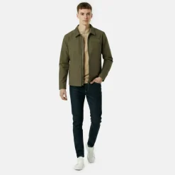 Men's Stone Canvas Wind Resistant Cotton Long Sleeve Varsity Jacket