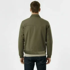 Men's Stone Canvas Wind Resistant Cotton Long Sleeve Varsity Jacket