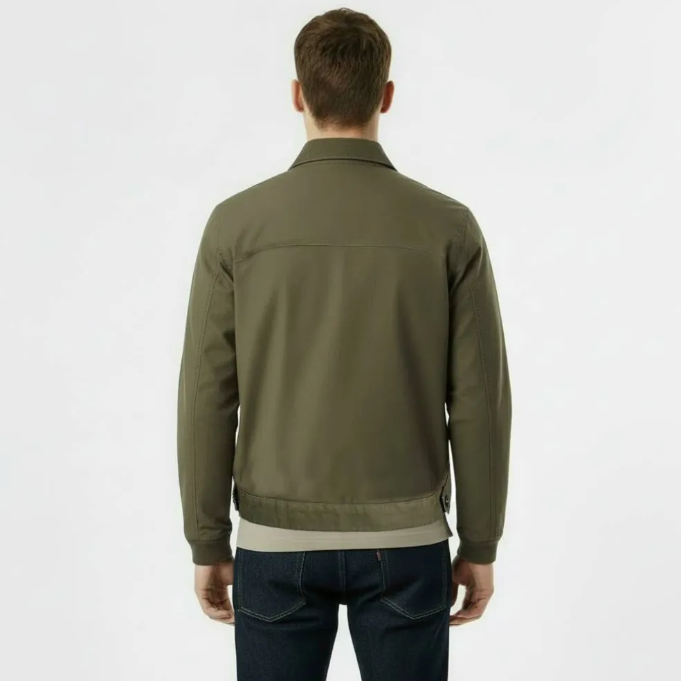 Men's Stone Canvas Wind Resistant Cotton Long Sleeve Varsity Jacket
