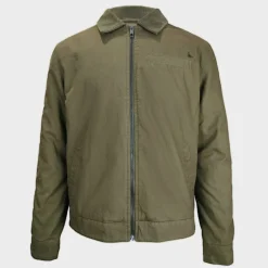Men's Stone Canvas Wind Resistant Cotton Long Sleeve Varsity Jacket