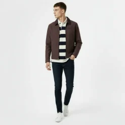 Men's Stone Canvas Wind Resistant Cotton Long Sleeve Varsity Jacket
