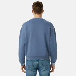Men's Tipped Graphic Cotton Long Sleeve Oversized Fit Crew Sweatshirt
