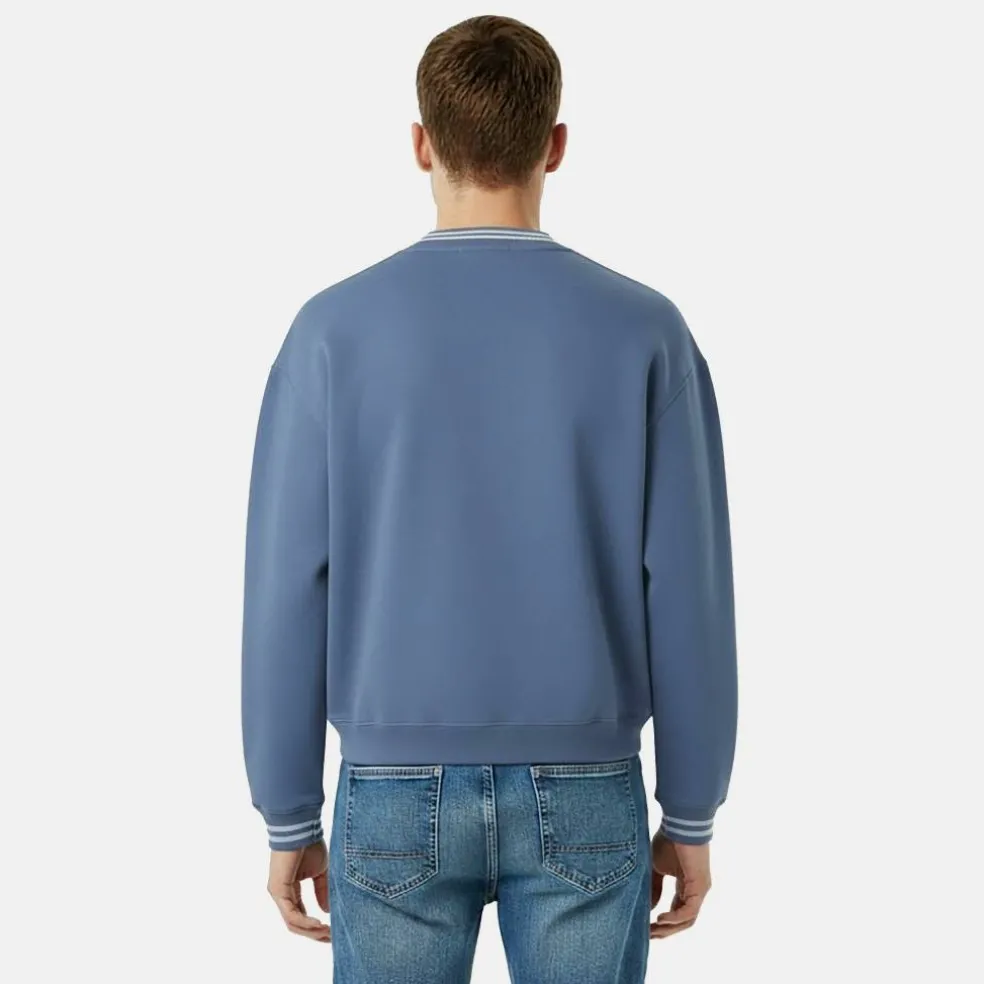 Men's Tipped Graphic Cotton Long Sleeve Oversized Fit Crew Sweatshirt